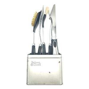 Bakers and Chefs Grill Set With Tin Grill Basting Brushes Spatula Fork Tongs